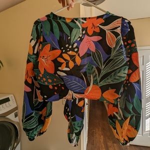 floral front tie shirt, bought off of Lulus.com.